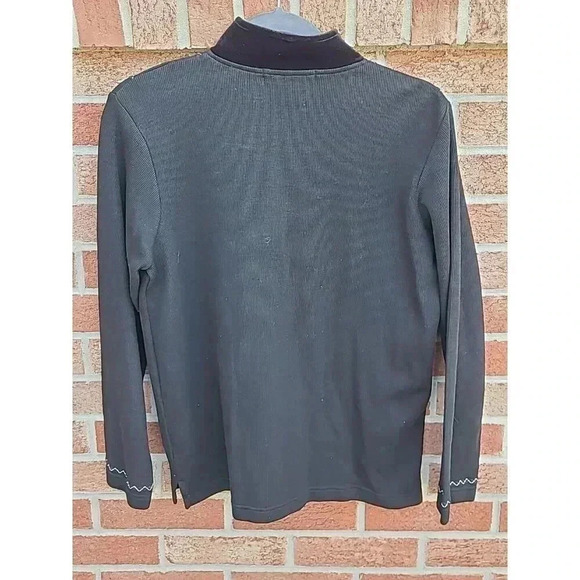 Vintage Planet & Company Christmas Sweater Women's Size Med Full Zip Embroidered - Picture 2 of 8